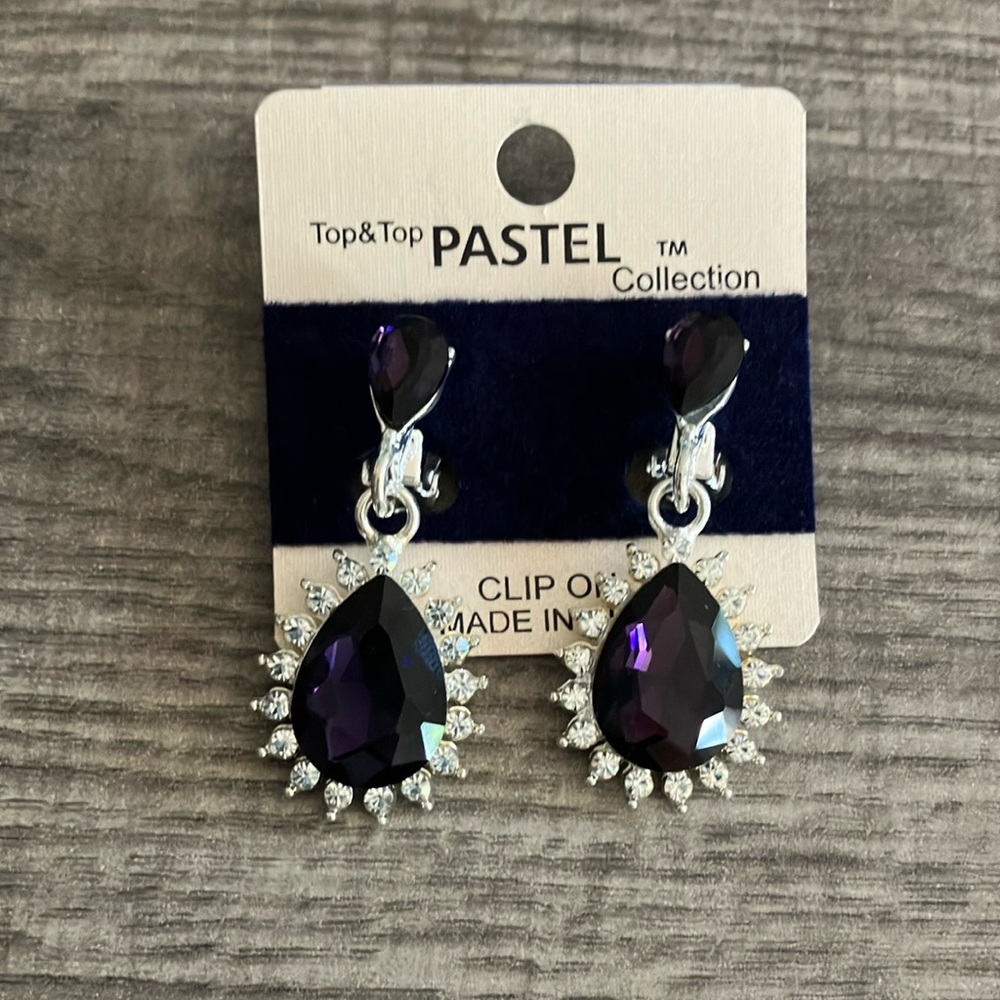 Pastel Collection Purple Clip-On Earrings